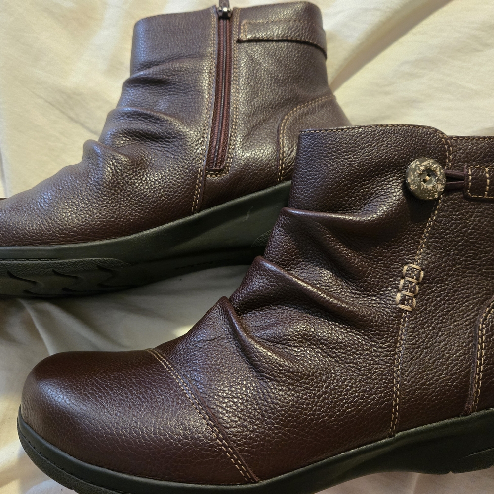 Clarks Ankle Booties with Button Accent